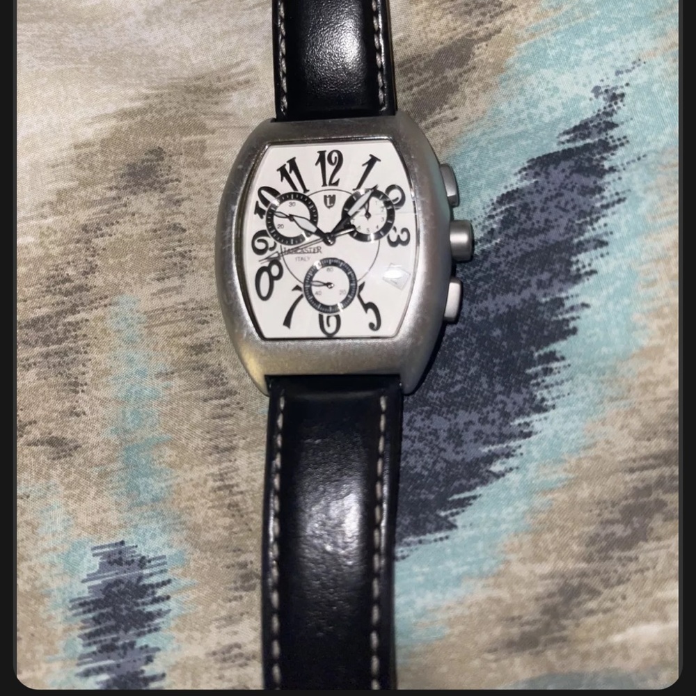 Lancaster Men’s Chronograph Watch 0204 Aluminum Case W/ Date Very Rare Great